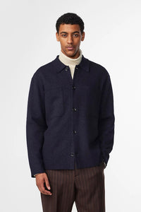 NN07 Jonas Boiled wool Overshirt, Navy Blue