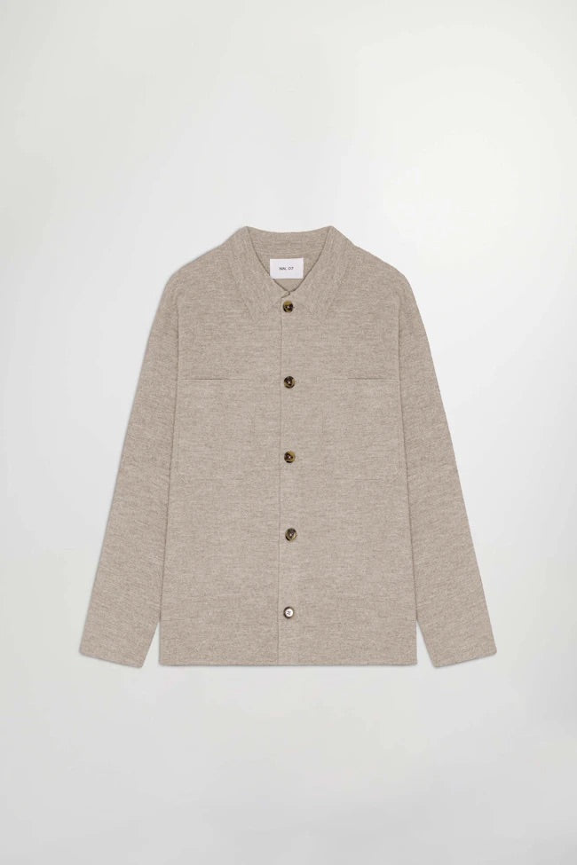 NN07 Jonas Boiled wool Overshirt, Khaki Beige