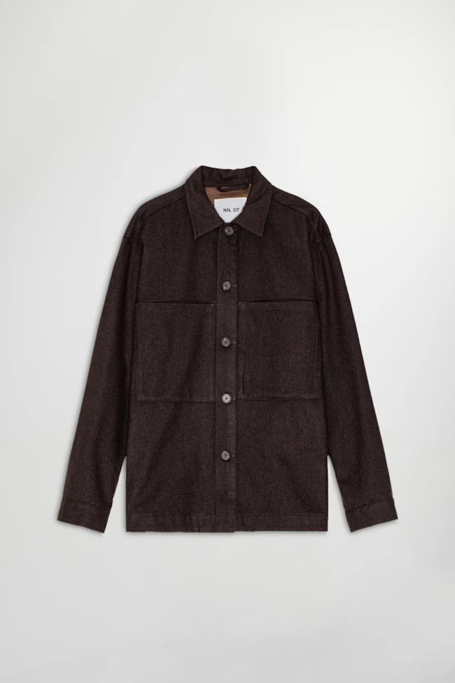 NN07 Isak Wool blend Overshirt Brown