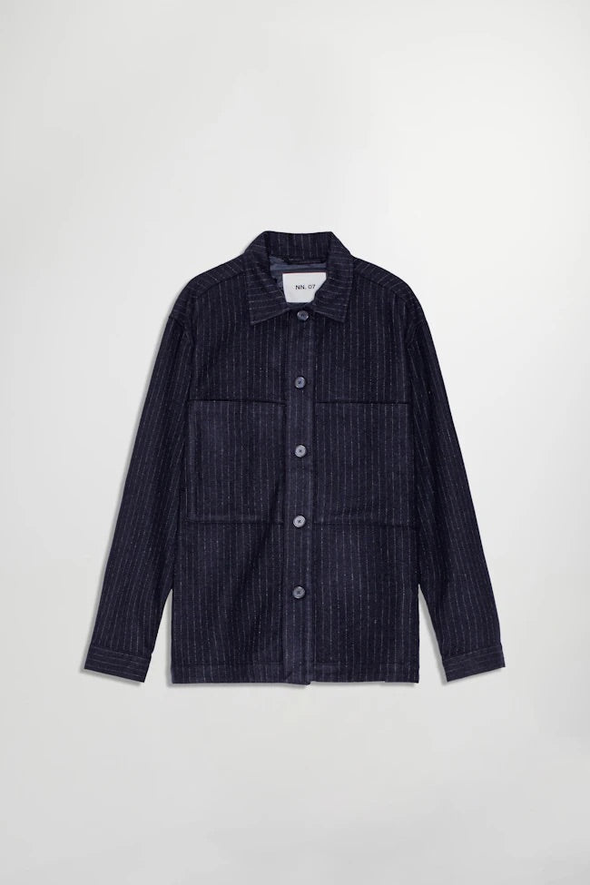 NN07 Isak Wool blend Overshirt Navy Stripe