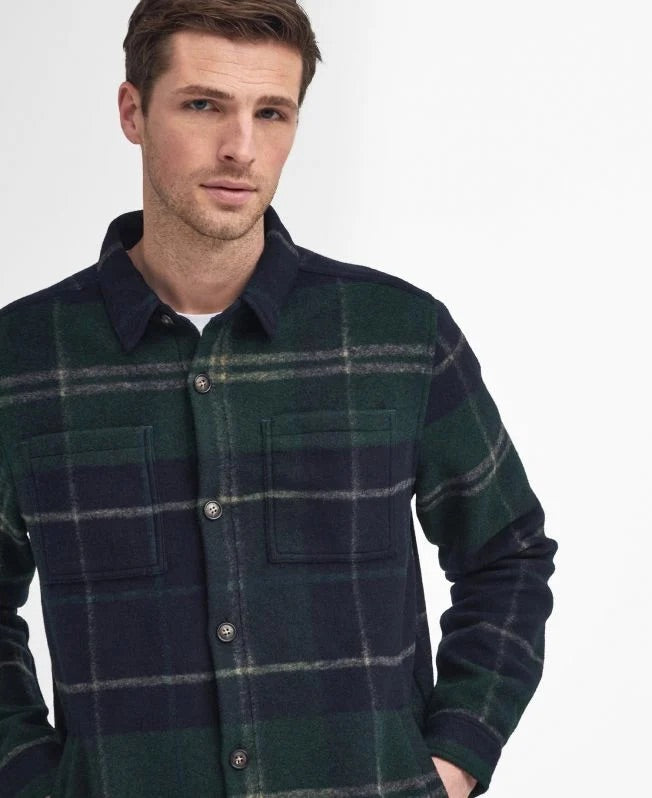 Barbour Chapter Tailored Check Overshirt, Green Lock Tartan