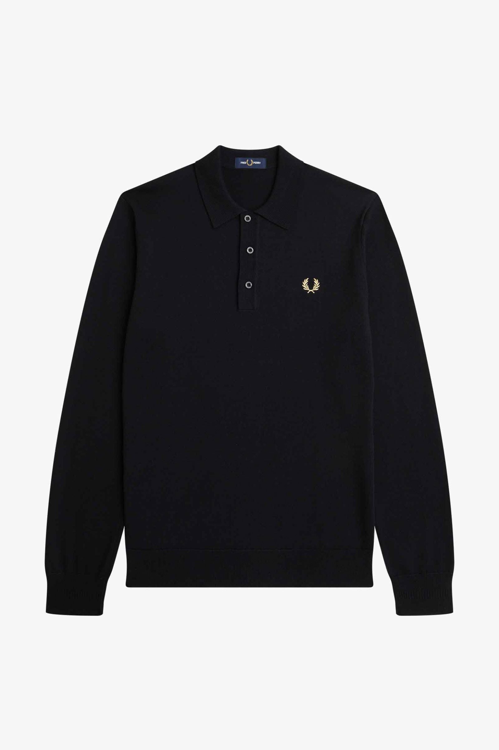 Fred Perry Long Sleeve Knitted Shirt, Black