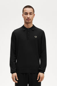 Fred Perry Long Sleeve Knitted Shirt, Black