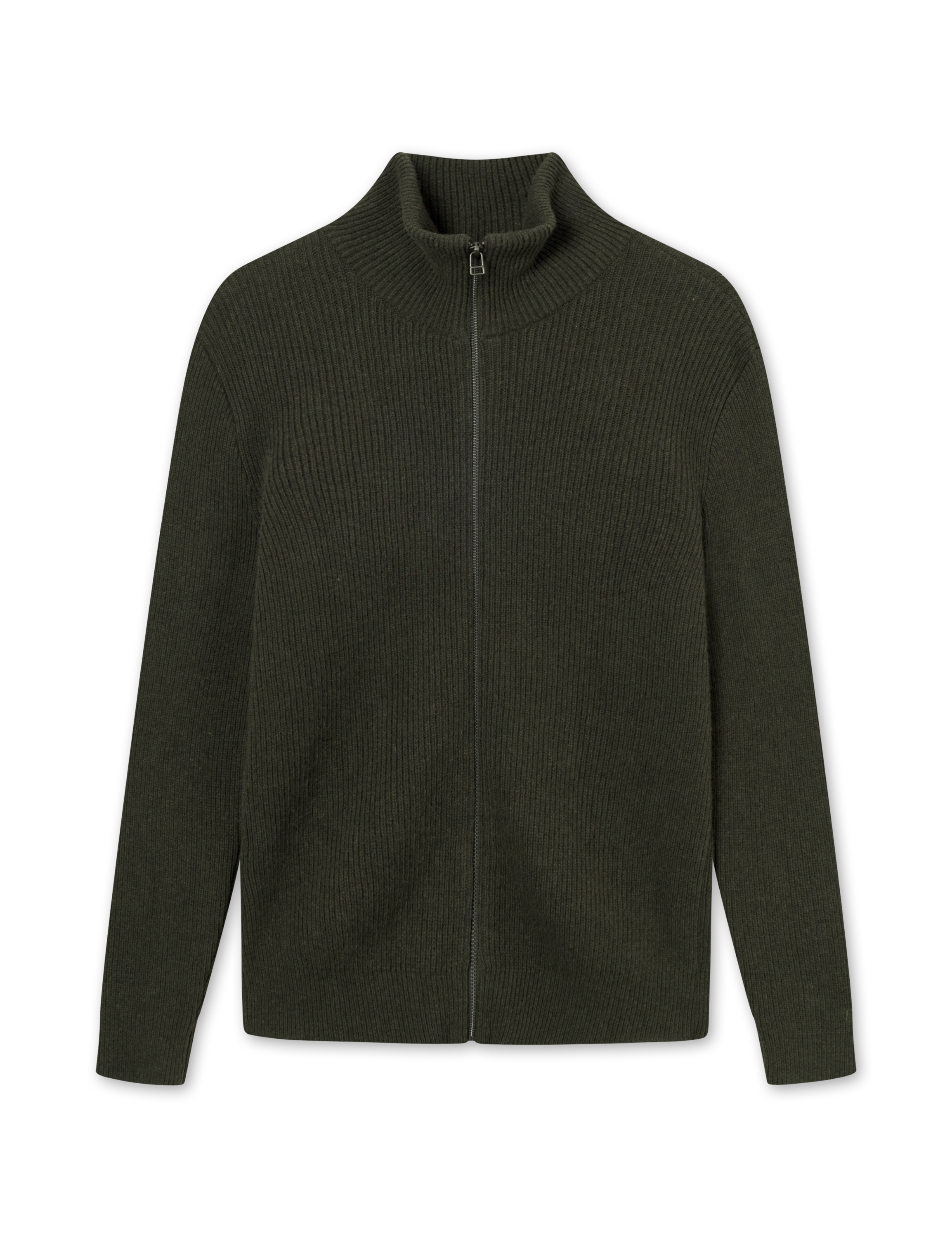 Foret Marsh Rib Zip Neck Knit, Dark Moss