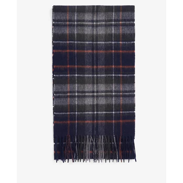 Barbour New Check Tartan Scarf, Navy / Ginger